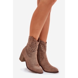 Openwork Boots Women High Heels S.Barski Hy51-125 Brown marrom 1