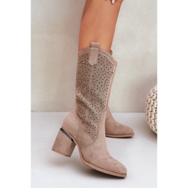 S.Barski Botas abertas de meio-pau Cowboy S. Barski Hy51-238 bege 2