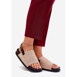 Sandálias femininas com camurça ecológica na plataforma bege 1