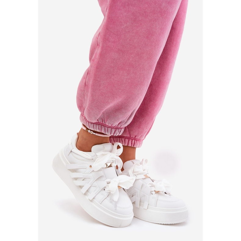 Tênis de couro ECO na plataforma branca branco 1