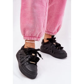 Tênis de couro ECO na plataforma preta preto 1