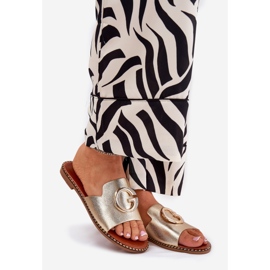 Flippers femininos de couro eco com um detalhe dourado decorativo 1