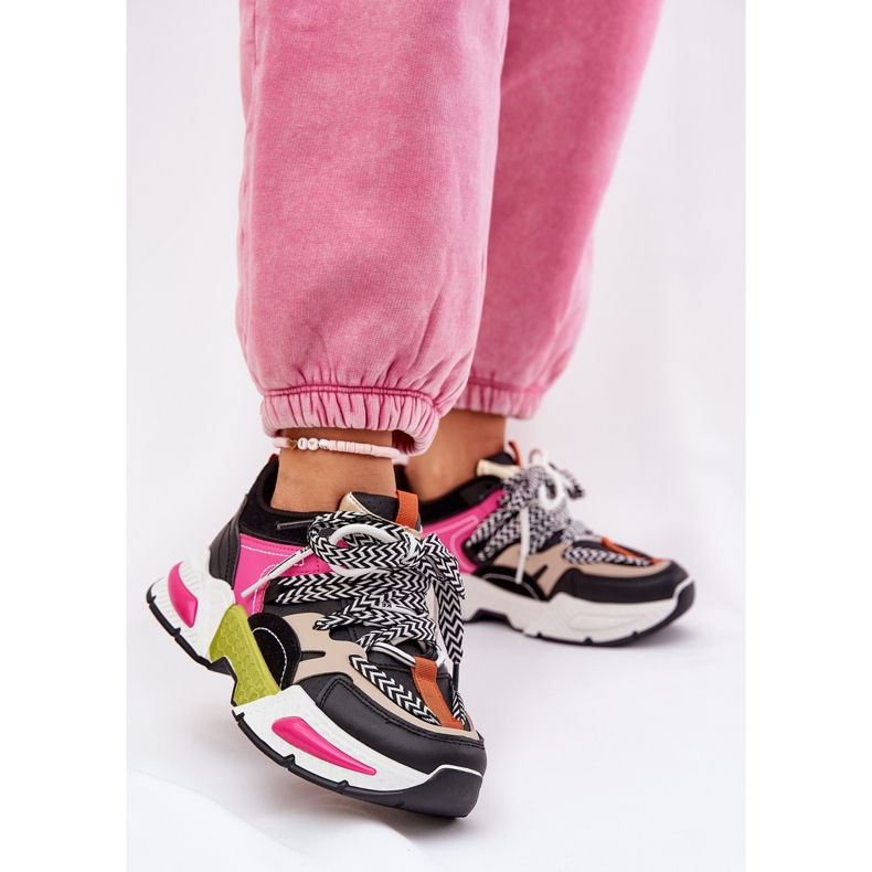 Tênis de sapatos esportivos femininos com preto de laço duplo 2