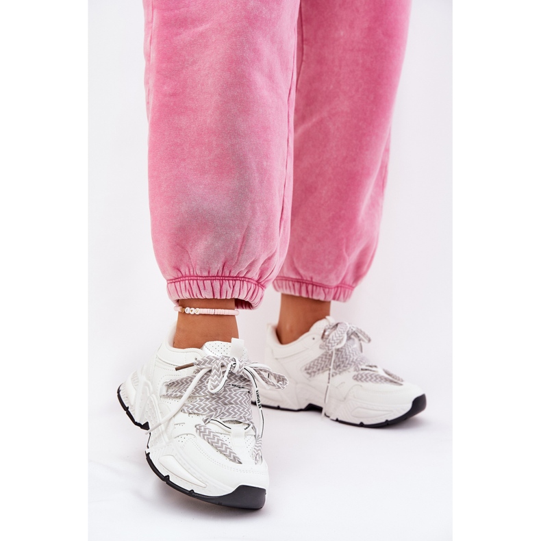 Tênis de sapatos esportivos femininos com branco de laço duplo 2
