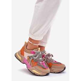 Tênis de sapatos esportivos femininos com cáqui duplo bege 1
