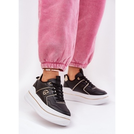 Sapatos esportivos femininos na plataforma preta preto 2