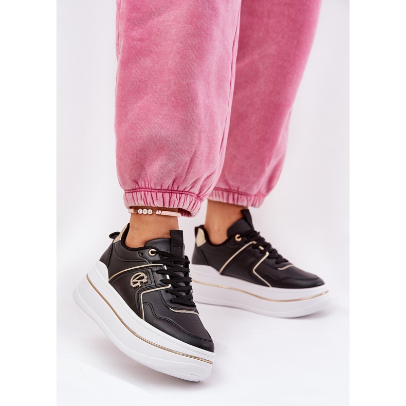 Sapatos esportivos femininos na plataforma preta preto 2
