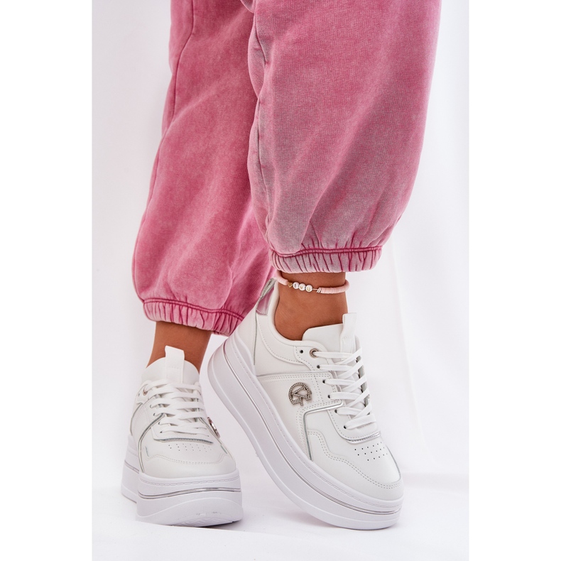 Sapatos esportivos femininos com plataforma brancos 2
