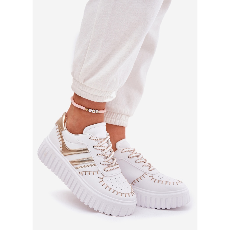 Tênis femininos na plataforma de ouro dourado 1