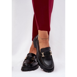 Mocassins femininos com couro ecológico preto 2