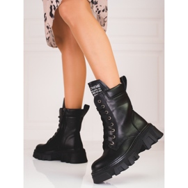 Botas de trabalho com cadarço e protetor preto 1