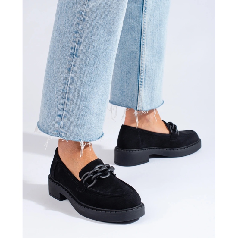 W. Potocki Mocassins de mulher Potocki camurça preto 2