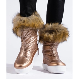 Botas femininas de neve rosa Shelovet com pele 1