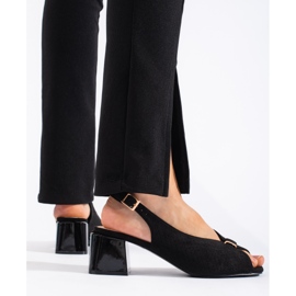 Goodin Sandálias pretas elegantes de salto alto preto 2