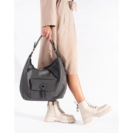 Botins femininos em pele bege com atacadores 2