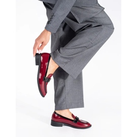 Mocassins femininos cor de vinho vermelho 2