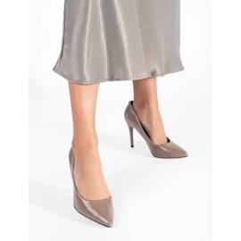 Sapatos de salto agulha femininos bege 2