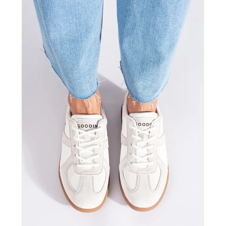 Goodin Tênis feminino branco de couro 2