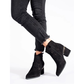 Botas de cowboy pretas com aberturas femininas preto 2