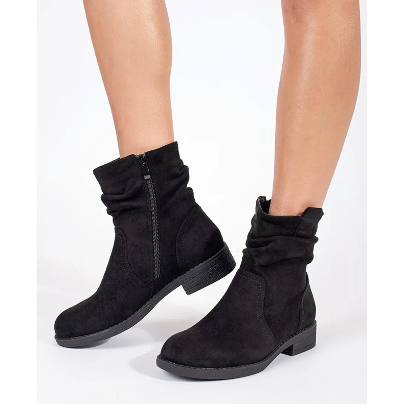 Botas cowboy femininas de camurça preta preto 2