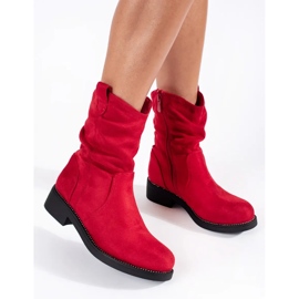Botas cowboy femininas de camurça vermelha vermelho 2