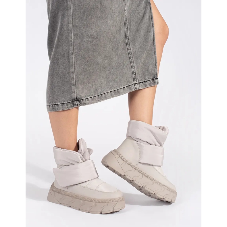 Seastar Botas de neve femininas com isolamento cinza e sola grossa 1 Seastar Botas de neve femininas com isolamento cinza e sola grossa 1