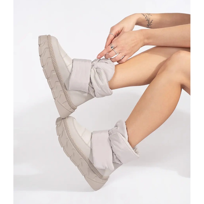 Seastar Botas de neve femininas com isolamento cinza e sola grossa 2