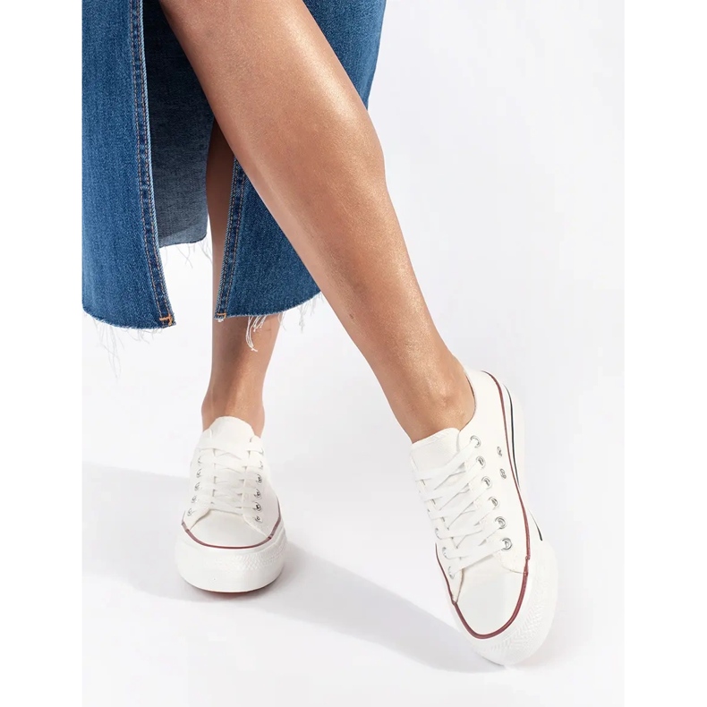 Seastar Tênis feminino clássico branco com cadarço e plataforma 2 Seastar Tênis feminino clássico branco com cadarço e plataforma 2