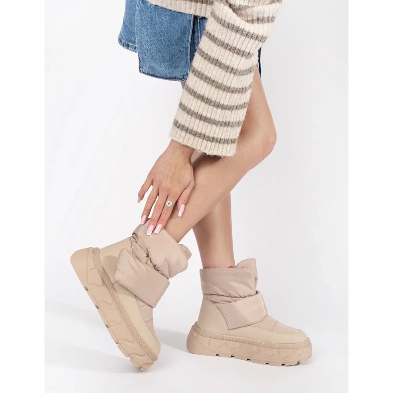 Seastar Botas de neve femininas com isolamento bege e sola grossa 1