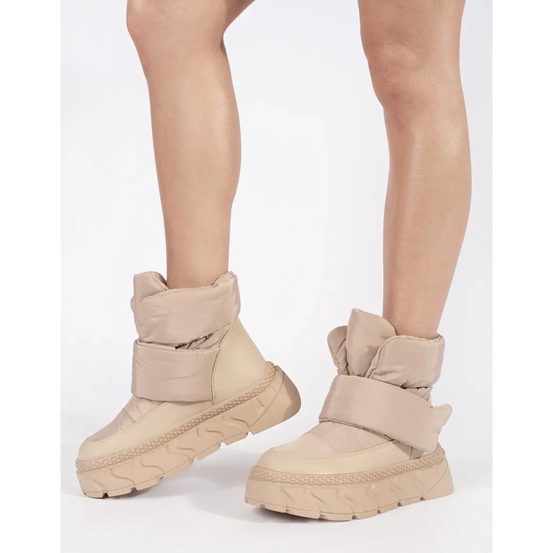Seastar Botas de neve femininas com isolamento bege e sola grossa 2