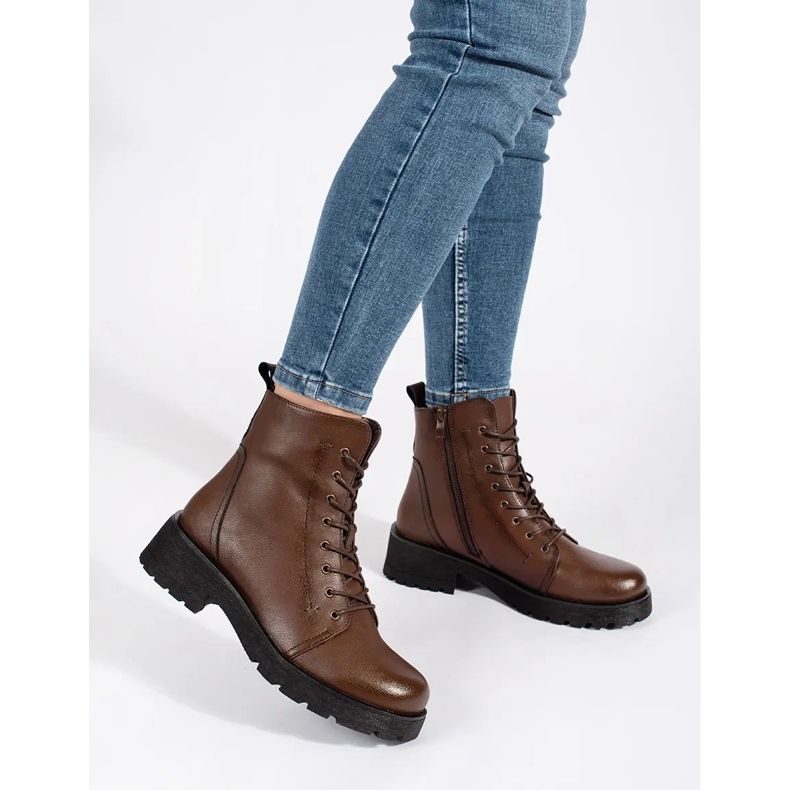 Botins de couro marrom escuro com sola grossa de Sergio Leone 1