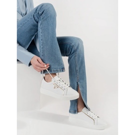 Goodin Tênis brancos de couro em uma sola grossa 1