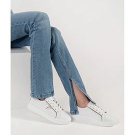 Goodin Tênis brancos de couro em uma sola grossa 2