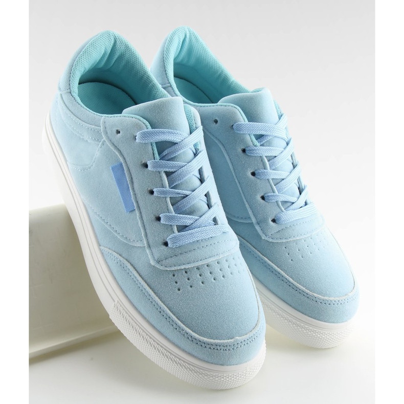 Tênis feminino de camurça azul NB172 Azul branco 2