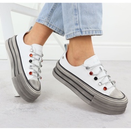 Tênis de couro na plataforma White Goe NN2N4054 branco 1