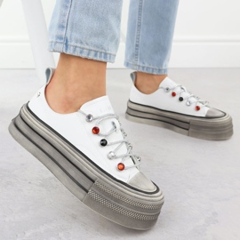 Tênis de couro na plataforma White Goe NN2N4054 branco 2