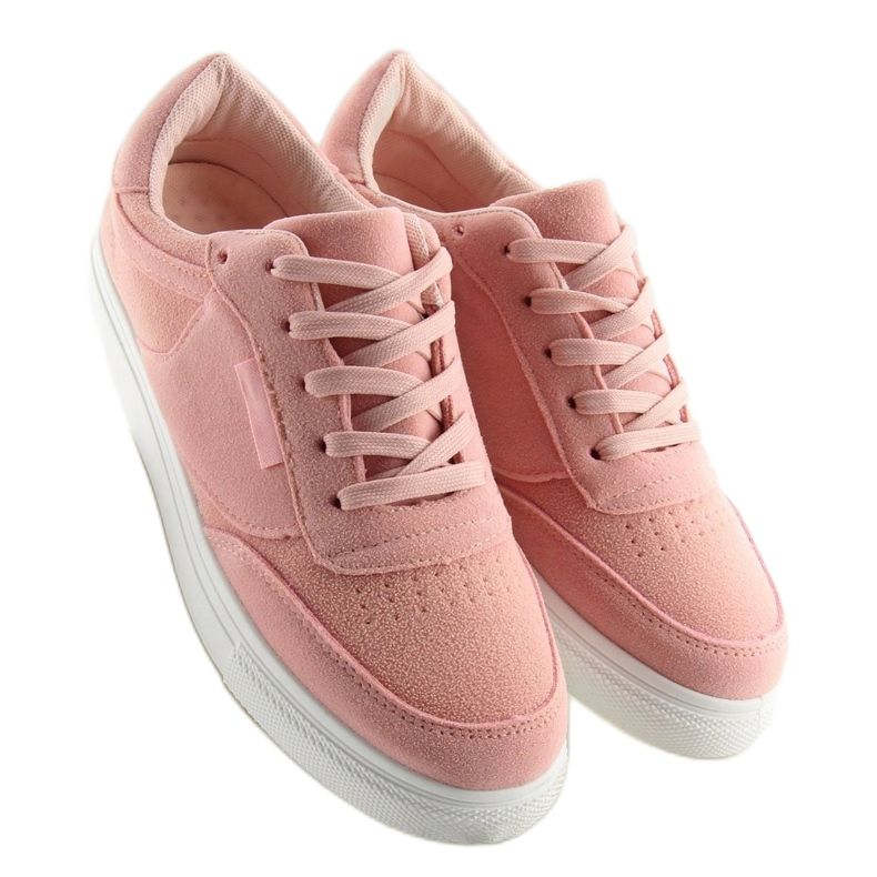 Tênis feminino de camurça rosa NB172 Rosa branco 2