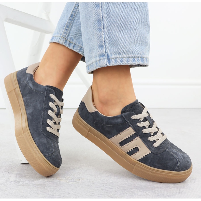 Sapatos esportivos de couro na plataforma Grey Filippo DP6798 cinza 1