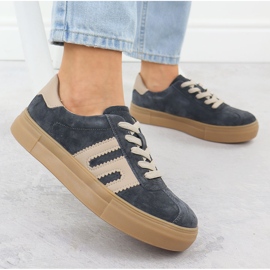 Sapatos esportivos de couro na plataforma Grey Filippo DP6798 cinza 2