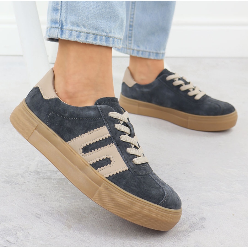 Sapatos esportivos de couro na plataforma Grey Filippo DP6798 cinza 2