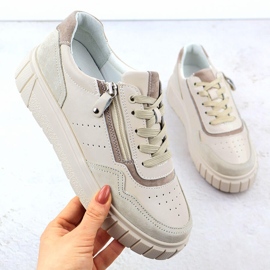 Tênis de couro na plataforma Filippo DP6862 Beige bege 1