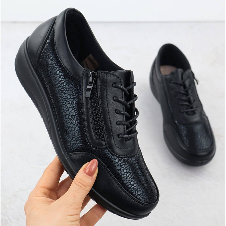 Sapatos esportivos femininos com um esportivo Black Unisoft 9017 confortável preto 1