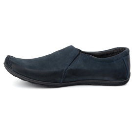 Olivier Sapatos masculinos Mocassins de couro inseridos 306kz azul marinho 1