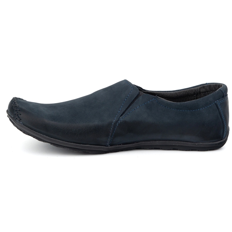 Olivier Sapatos masculinos Mocassins de couro inseridos 306kz azul marinho 1