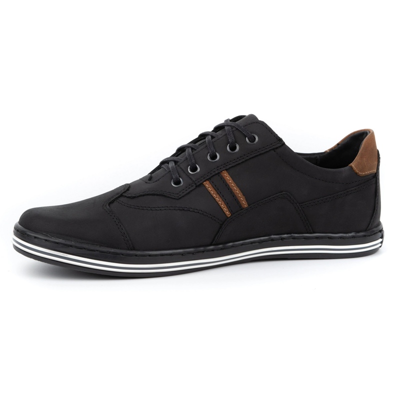 Polbut Sapatos masculinos casuais 1801 nobuck preto / camelo 1