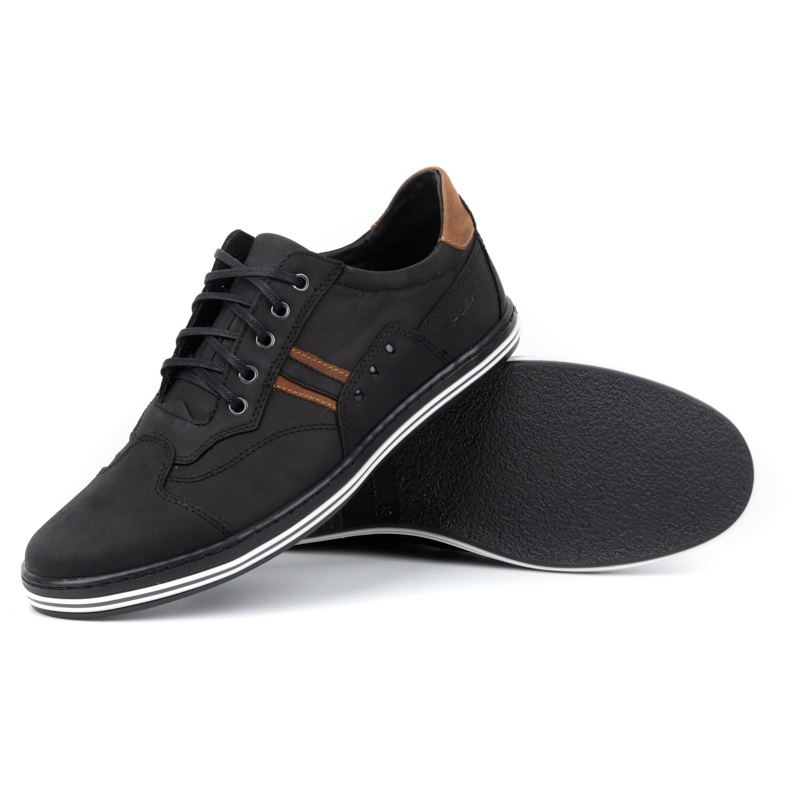 Polbut Sapatos masculinos casuais 1801 nobuck preto / camelo 2