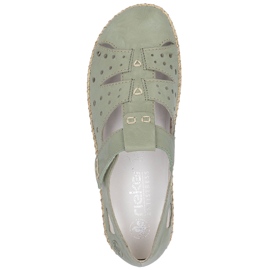 Sapatos femininos com velcro, OpenWork Green Rieker 44852-52 verde 1