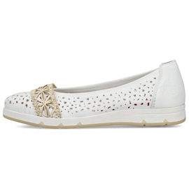 Ballerinas femininas Openwork confortável White Rieker L3062-80 branco 2
