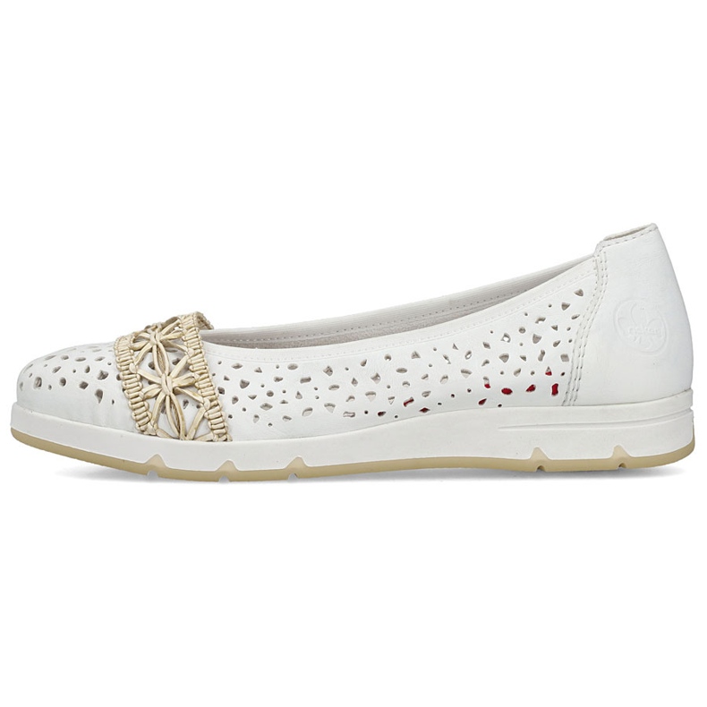 Ballerinas femininas Openwork confortável White Rieker L3062-80 branco 2
