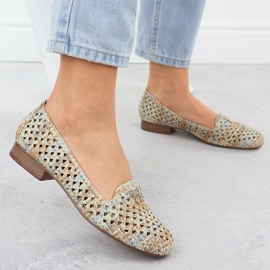 Sapatos Openwork Women com saltos baixos bege M. Daszyński SA222-3 2